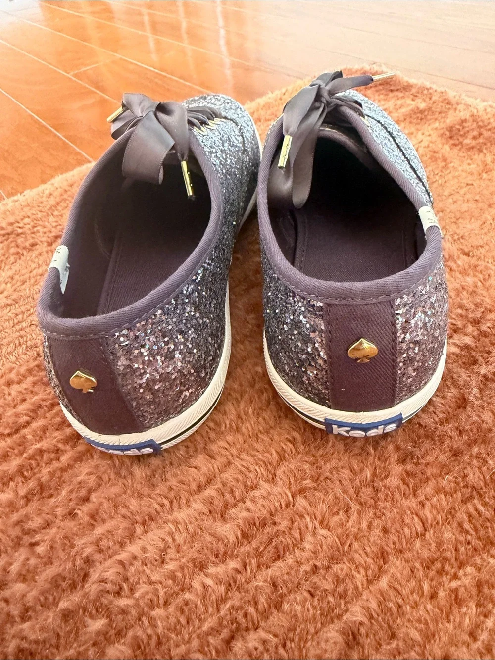 Kate Spade for Keds Glitter Sneakers Women’s Size 7.5 Dark Silver Satin